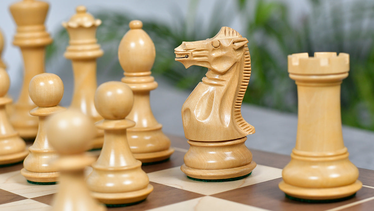 The Honour of Staunton (HOS) Series Weighted Chess Pieces in Sheesham & Natural Boxwood - 4.0" King