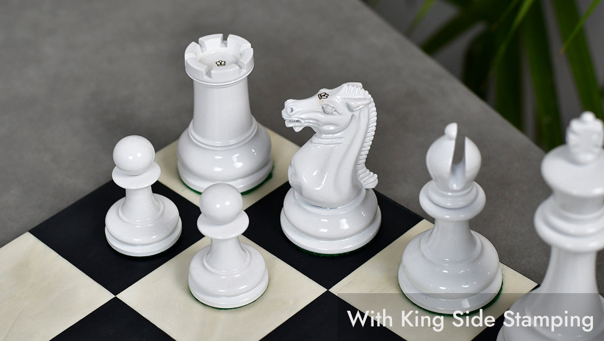 1849 Original Staunton Pattern Painted Chess Pieces (Lacquer Finished) Red Painted Crimson & Ivory White - 4.5" King