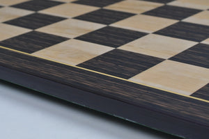 21" Wooden Chess Board in Tiger Ebony & Maple Look with Epoxy Matte Finish – 55mm Squares