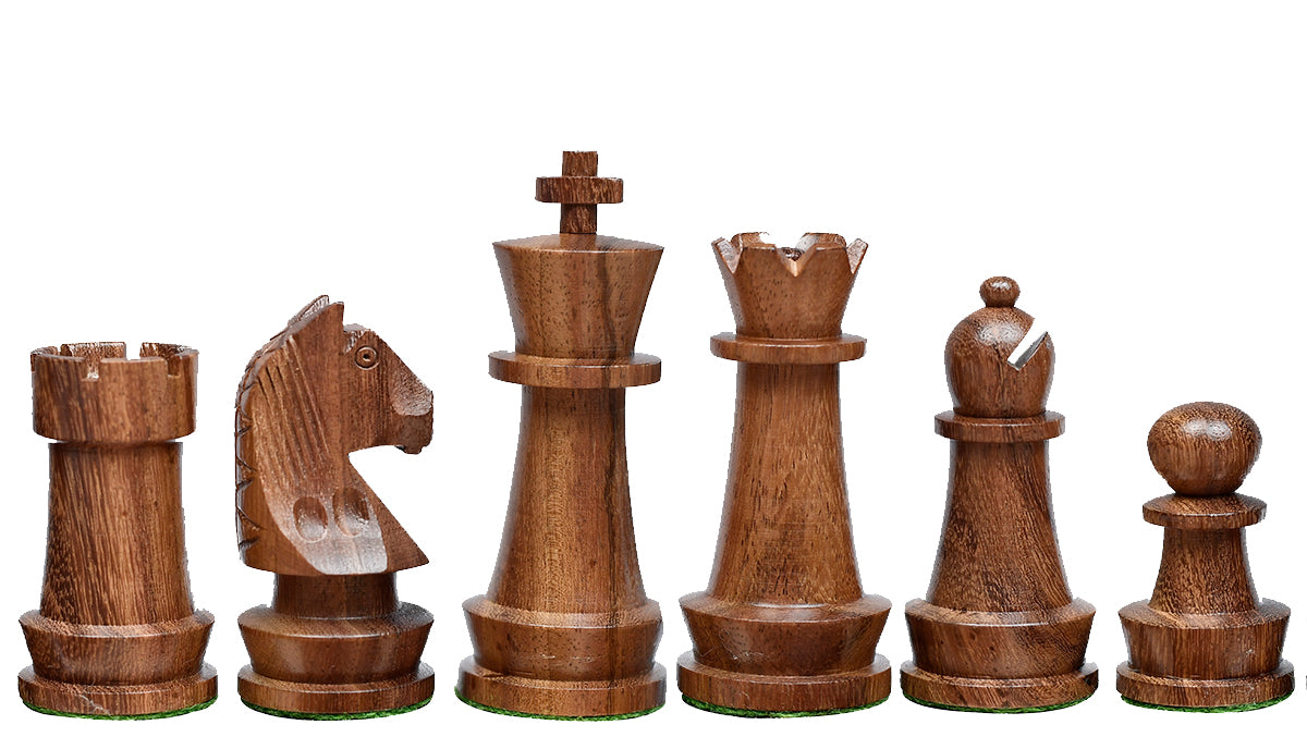The Championship Series Staunton Chess Pieces in Sheesham Wood & Boxwood - 3.75" King