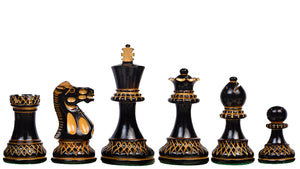 The Parker Staunton Series Lacquered Chess Pieces in Burnt Boxwood & Natural Boxwood - 3.9" King