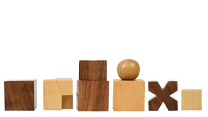 Reproduced 1924 Bauhaus Geometrical Abstract Chessmen in Sheesham and Boxwood - 1.9" King