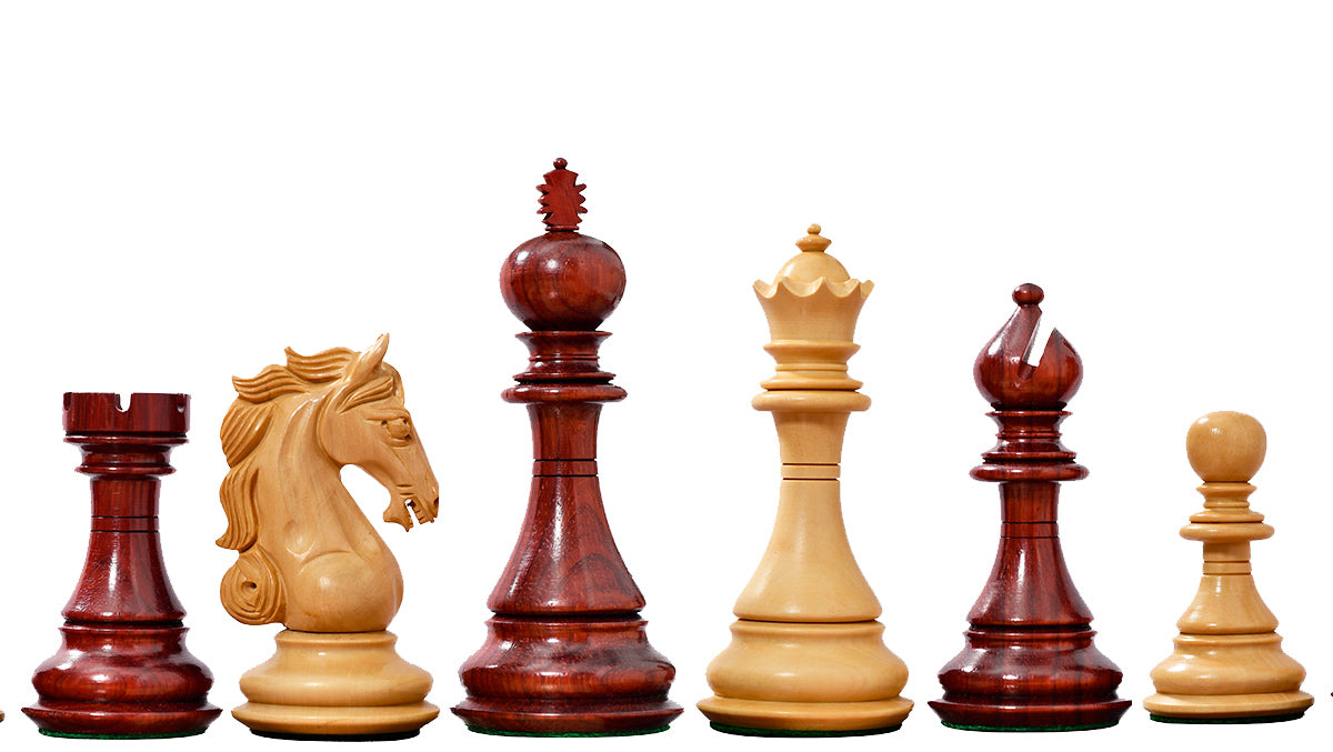 The Shera Series Staunton Triple Weighted Chess Pieces V2.0 in Bud Rosewood / Boxwood - 4.5" King