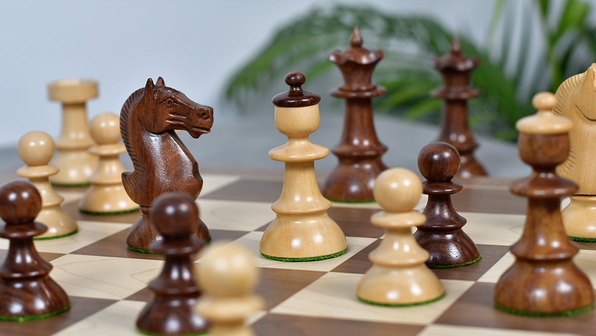 Vintage Series Original Austrian Coffee House Old Vienna Chess Pieces in Sheesham Wood and Boxwood V2.0- 3.75" King