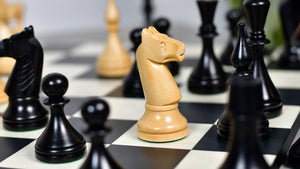 1961 Soviet Championship Baku Chess Pieces in Ebonized / Box wood - 4.05 King