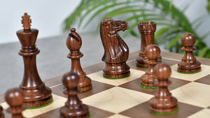 The Grandmaster Staunton Series Chess Pieces In Sheesham & Natural Boxwood - 3.75" King