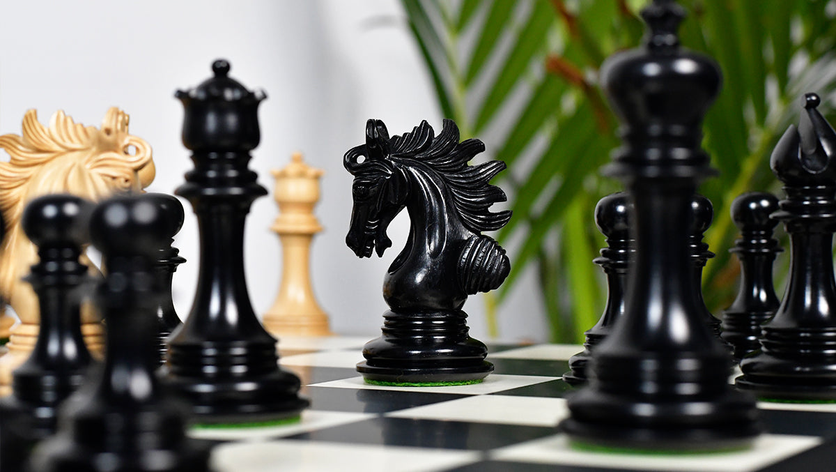 The Arabian Knight Series Artisan Staunton Luxury Chess Pieces in Ebony & Boxwood - 4.2" King