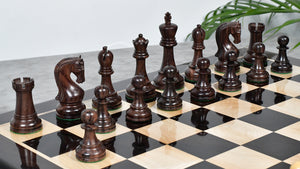 The Leningrad Club-Sized Wooden Chess Pieces in Indian Rosewood & Boxwood- 4.0" King
