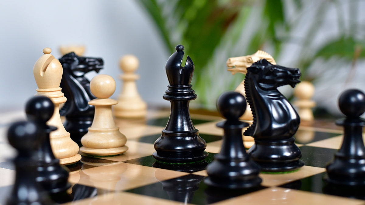 Modern Staunton Series Chess Pieces for Chess Players - Ebony & Box Wood - 3.75" King