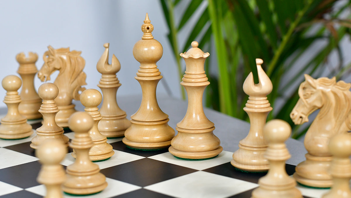 Admiral Series II Staunton Luxury Chess Pieces in Ebony Wood & Boxwood - 4.5" King