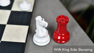 1849 Original Staunton Pattern Painted Chess Pieces (Lacquer Finished) Red Painted Crimson & Ivory White - 4.5" King