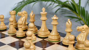 4.0'' Prestige Staunton Series Weighted Chess Pieces in Anjan Wood & Box Wood - 1560 Grams