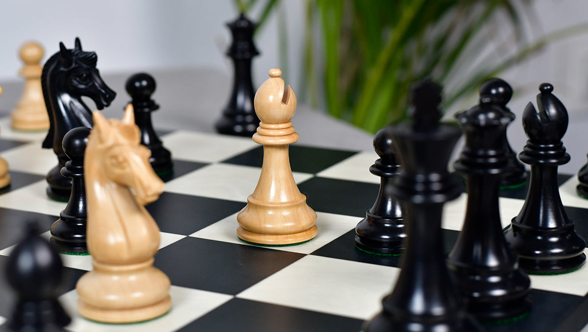 The Candidates Series Staunton Chess Pieces in Ebony / Box Wood - 3.75" King