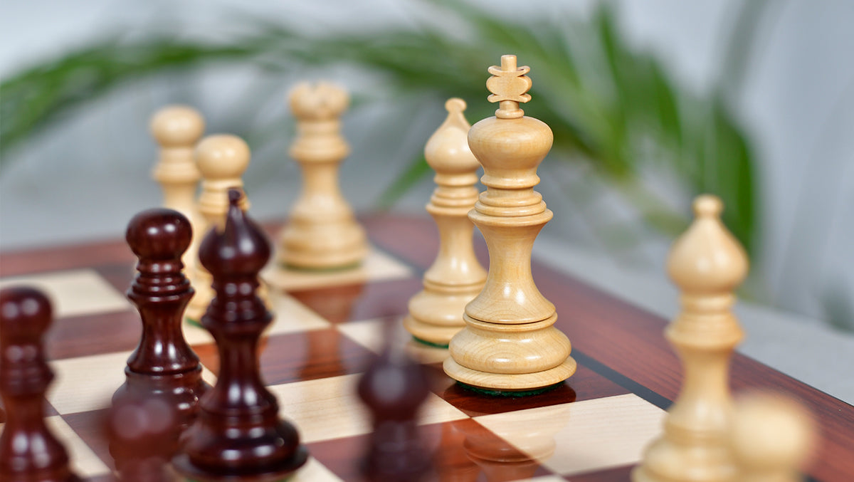 Meghdoot Staunton Series Wooden Chess Pieces in Bud Rosewood & Boxwood - 3.2" King