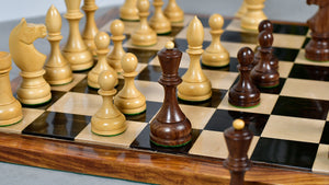 Circa 1930s "Leningrad Schoolboy" Soviet Chess Pieces 4.2 inch King in Sheesham & Boxwood - 1530 Grams