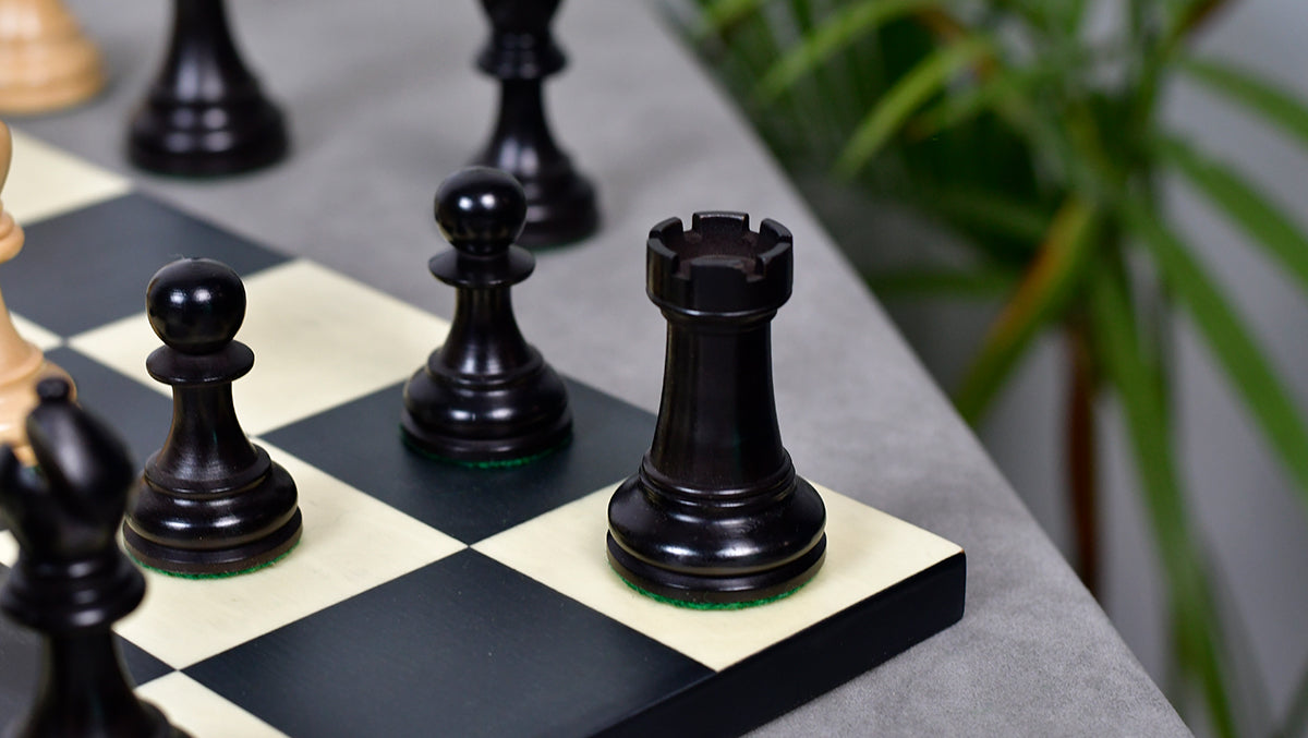 3.8" Pro Staunton Series Tournament Weighted Chess Pieces in Ebonized and Boxwood - 1264 Grams