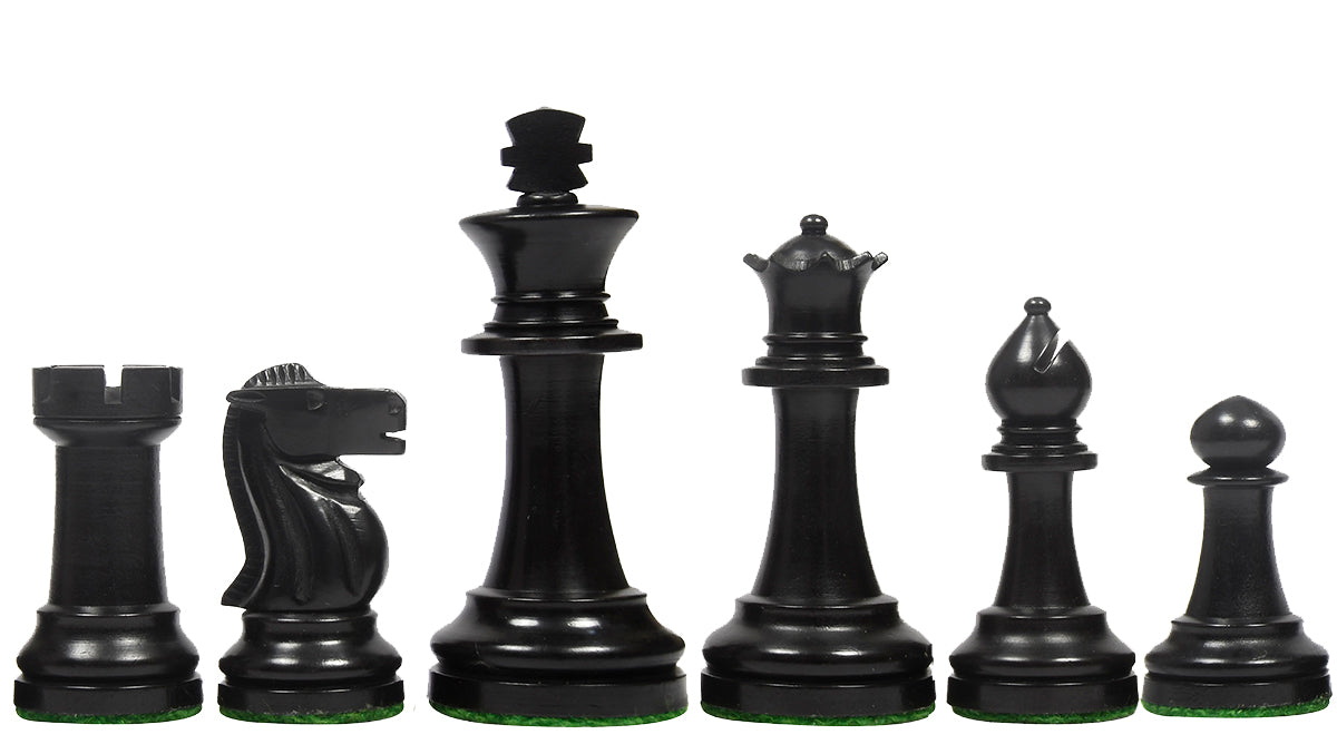 The Canadian Staunton Series Chess Pieces in Ebonized Boxwoo /Natural Boxwood - 3.3" King