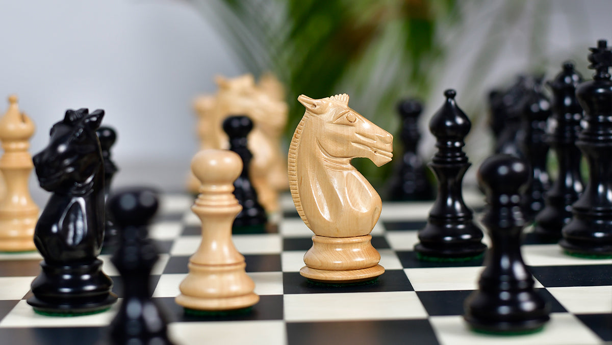 Meghdoot Staunton Series Wooden Chess Pieces in Ebony & Box Wood - 3.2" King