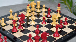 1950s' Soviet (Russian) Latvian Chess Pieces in Stained Crimson / Box Wood - 4.1" King - 1050 Grams