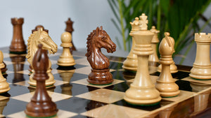 Derby Knight Staunton Weighted Chess Pieces in Sheesham & Boxwood - 4.1" King