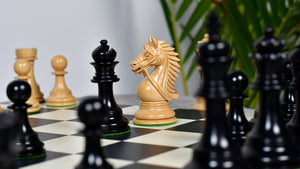 The Bridle Series Luxury Triple Weighted Chess Pieces in Ebony Wood / Boxwood - 4.2" King