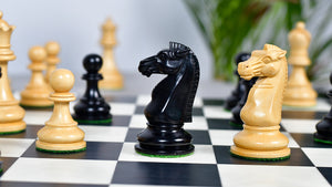 British Chess Company (BCC) Popular Staunton Double Collared Chess Pieces in Ebony & Boxwood - 4.2" King