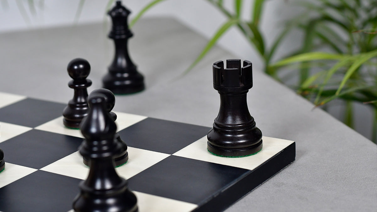 Smokey Staunton Series Chess Pieces in Ebonized boxwood & Natural Boxwood- 3.8" King