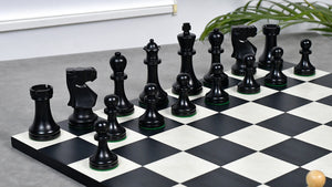 The Old Vintage English Staunton Series Chess Pieces in Ebonized wood & Boxwood - 3.8" King