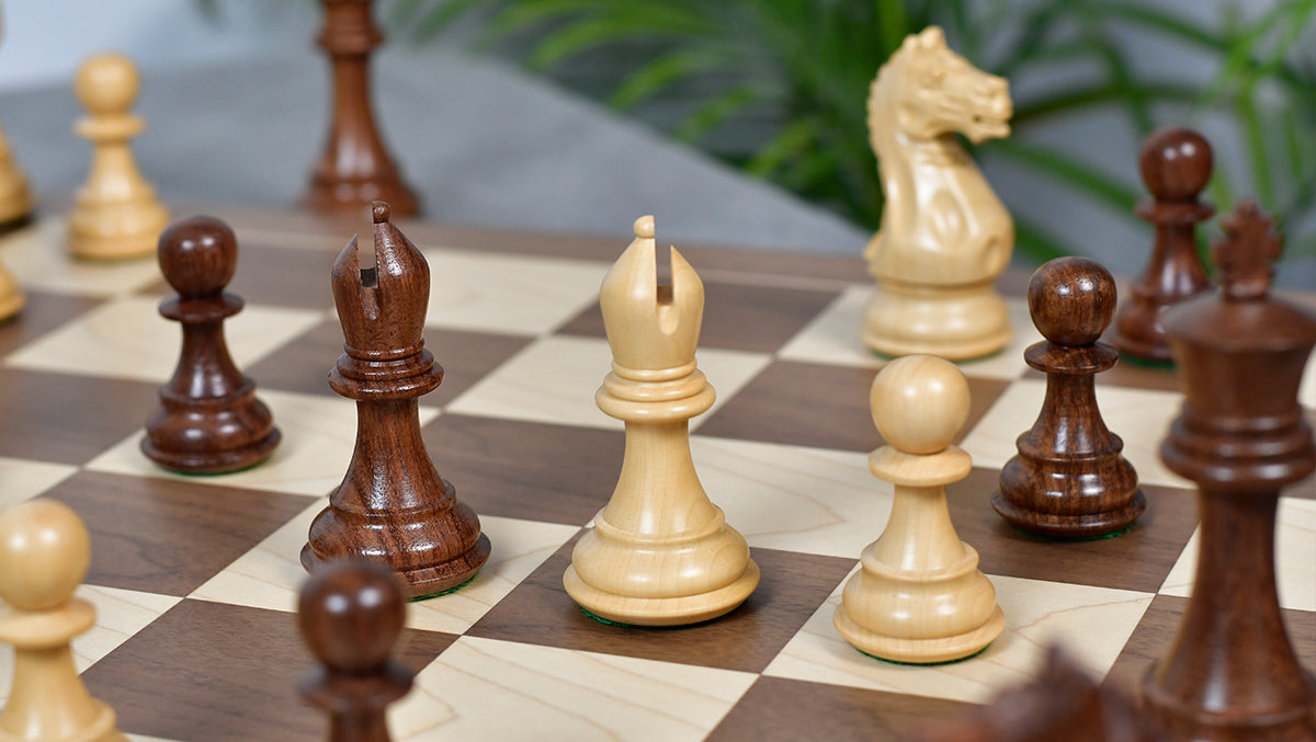 Fierce Knight (Queen's Gambit Series) Staunton Wooden Chess Pieces in Sheesham & Box Wood - 4.0" King