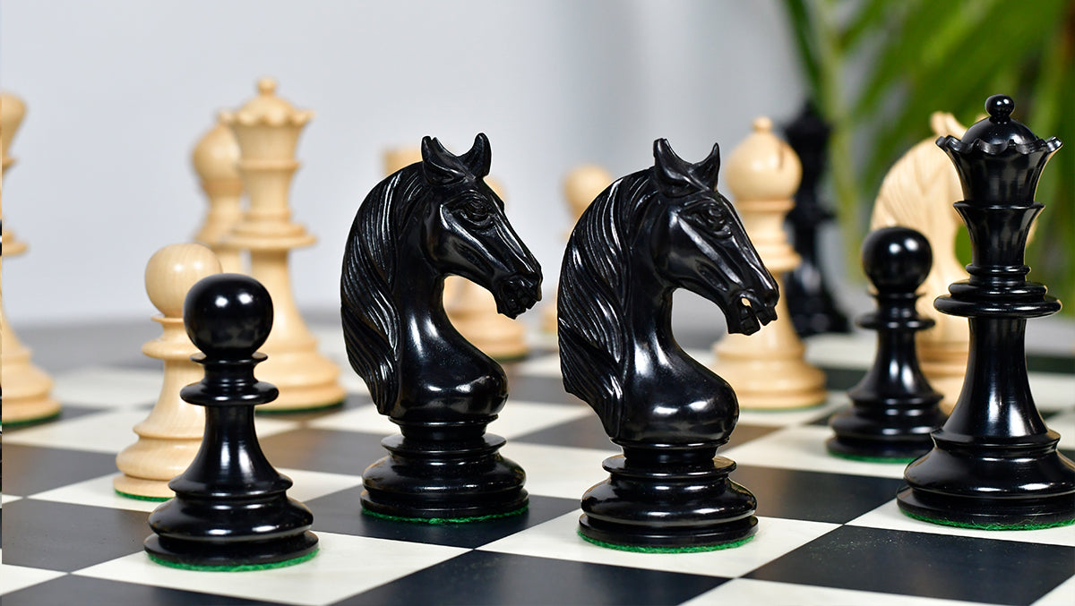 The Monarch’s Gambit Handcrafted Luxury Chess Pieces – in Ebony & Boxwood 4.4" King