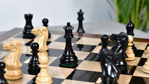 Desert Gold Staunton Series Wooden Chess Pieces in Ebonized Boxwood & Natural Boxwood - 4.0" King