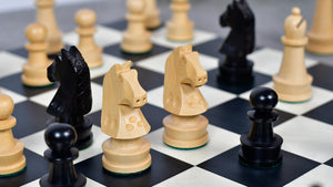 The Championship Series Staunton Chess Pieces in Ebonized Boxwood & Natural Boxwood - 3.75" King