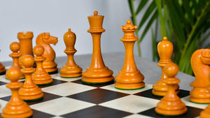 Reproduced B & Co 1860s Antique Chess Pieces in Ebony / Antiqued Box wood - 3.9" King