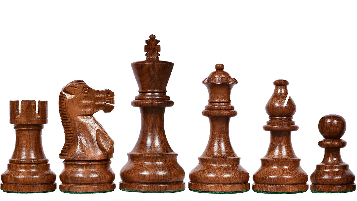 Smokey Staunton Series Chess Pieces in Sheesham & Boxwood - 3.8" King