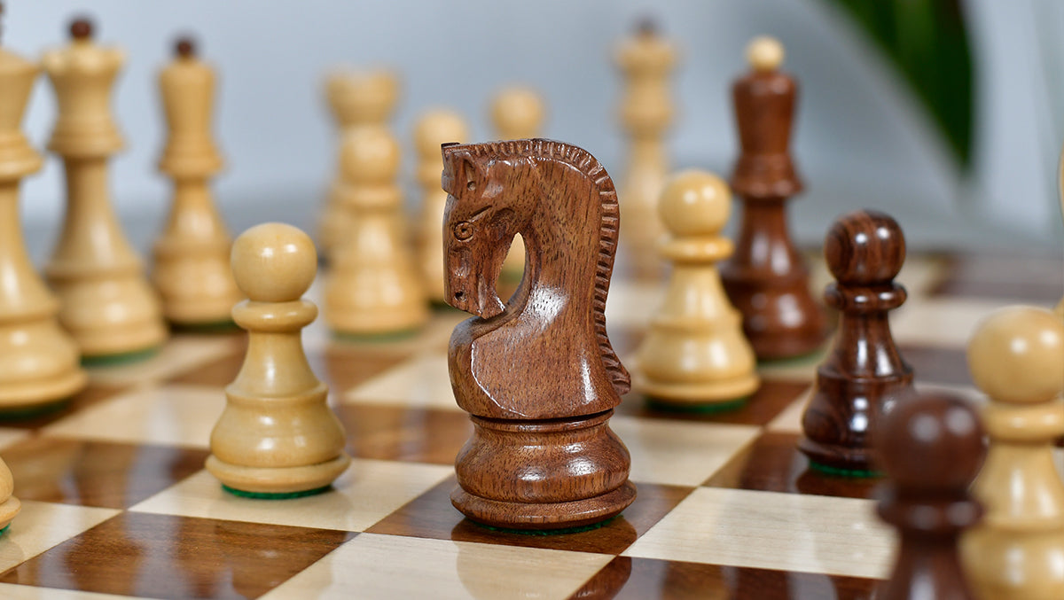 1959 World Chess Championship Old Russian Zagreb Chess Pieces - Sheesham Wood & Boxwood - 3.8" King