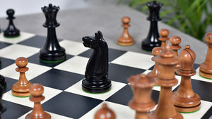 1900s' American Chess Company Reproduction Tournament Chess Set -  Black Ebonized & Antiqued Boxwood 3.8" King