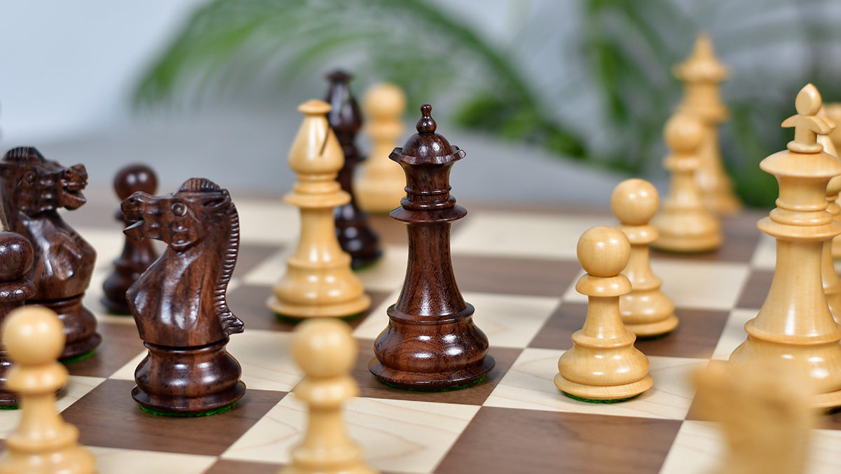 3.7'' British Staunton Series Wooden Chess Pieces in Anjan Wood & Box Wood - 1200 Grams