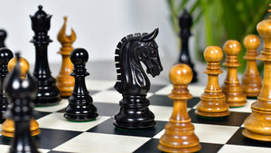 War Admiral Antiqued Chess Pieces – 4.4" King – Handcrafted Staunton Design in Ebony Wood & Antiqued Boxwood
