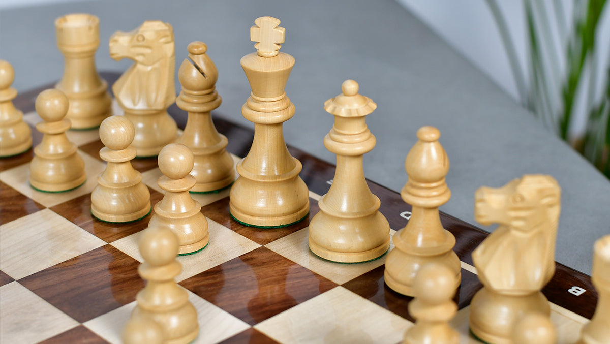 French Lardy Exclusive Weighted Chess Pieces in Sheesham Wood / Box wood - 3.75" Extra Queens