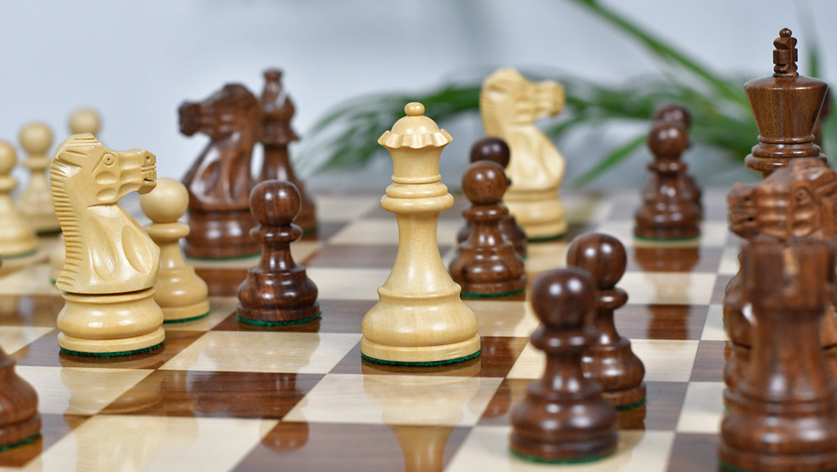 Smokey Staunton Series Chess Pieces in Sheesham & Boxwood - 3.8" King