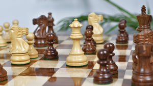 Smokey Staunton Series Chess Pieces in Sheesham & Boxwood - 3.8" King