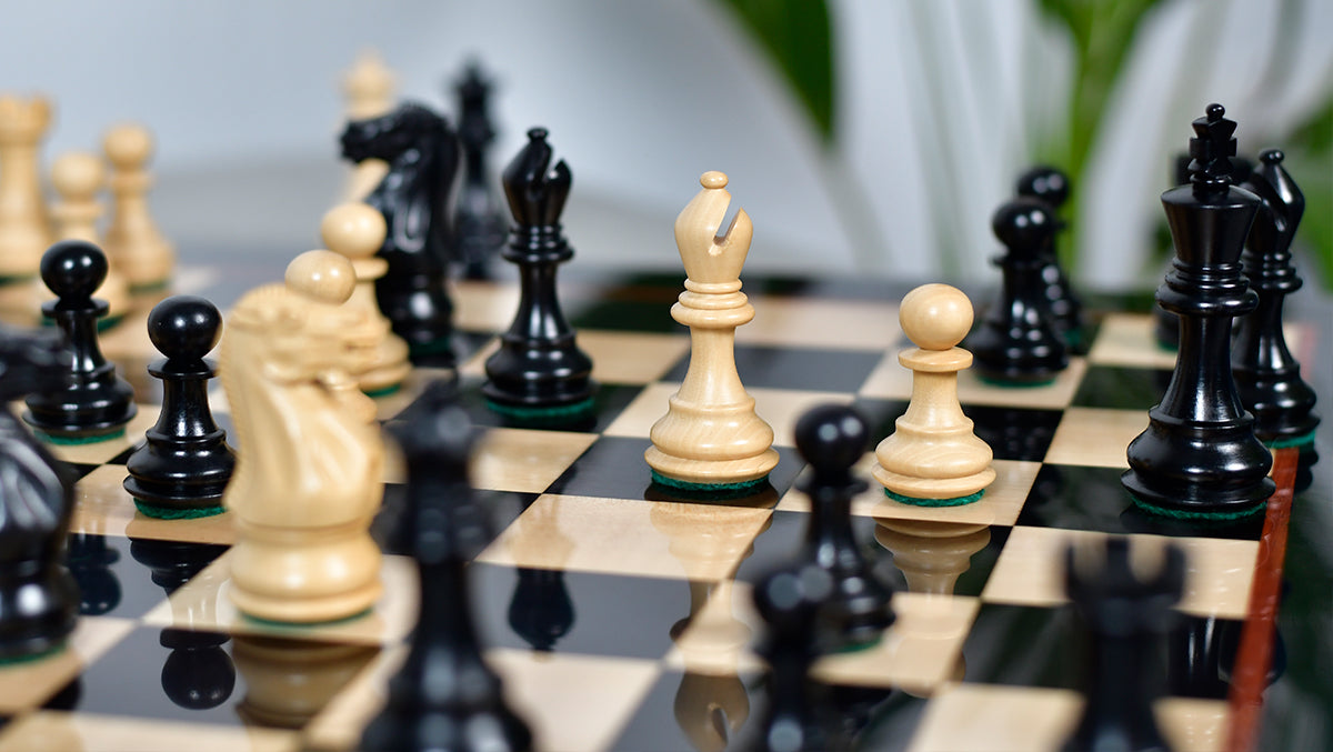 Classic 101 Staunton Series Club Sized Wooden Chess Pieces In Ebony Wood & Box Wood - 3.0" King