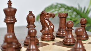 The Honour of Staunton (HOS) Series Weighted Chess Pieces in Sheesham & Natural Boxwood - 4.0" King