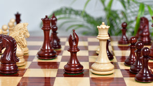 Combo Of 4.4 Inch Luxury Imperial Collector Series Artisan Chess Pieces Triple Weighted in Padauk Wood and Boxwood With Wooden Bud Rosewood / Maple Chess Board