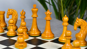 1963-66 Piatigorsky Cup Chess Pieces Ebony & Antiqued Boxwood 4.2"- King