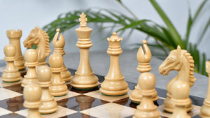 Derby Knight Staunton Weighted Chess Pieces in Rosewood & Boxwood - 4.1" King