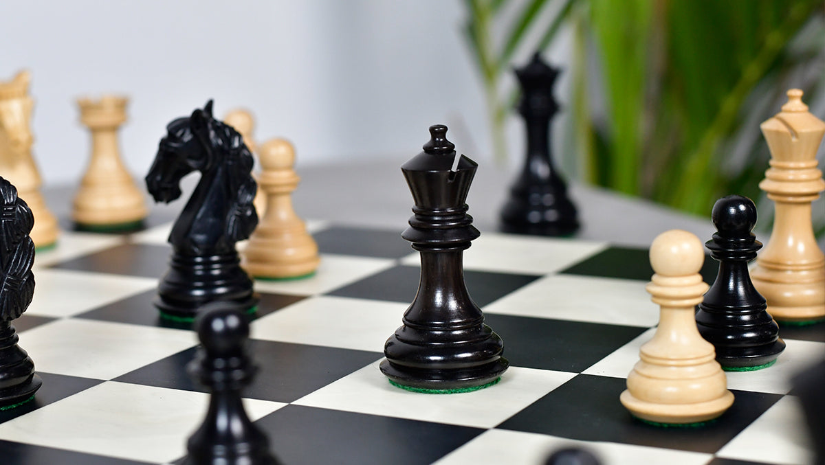 Columbian Staunton Series Chess Pieces in Ebony Wood & Box wood - 3.8" King
