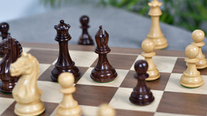 Fierce Knight (Queen's Gambit Series) Staunton Chess Pieces in Rosewood & Boxwood - 4.1" King
