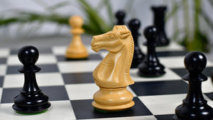 The Old Romeo Staunton Series Weighted Chess Pieces in Ebony & Box Wood - 3.8" King