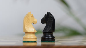 German Knight Tournament Series Staunton Chess Pieces in Ebonized Boxwood & Box Wood - 3" King